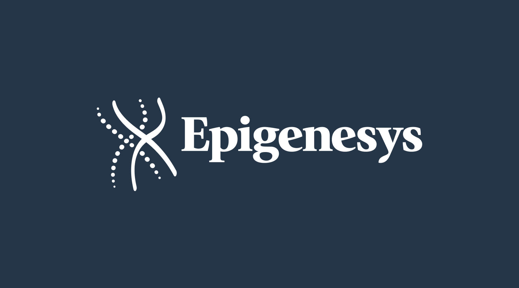 Image of the Epigenesys logo, represented by an abstract double-helix and a second, dotted double-helix underneath.